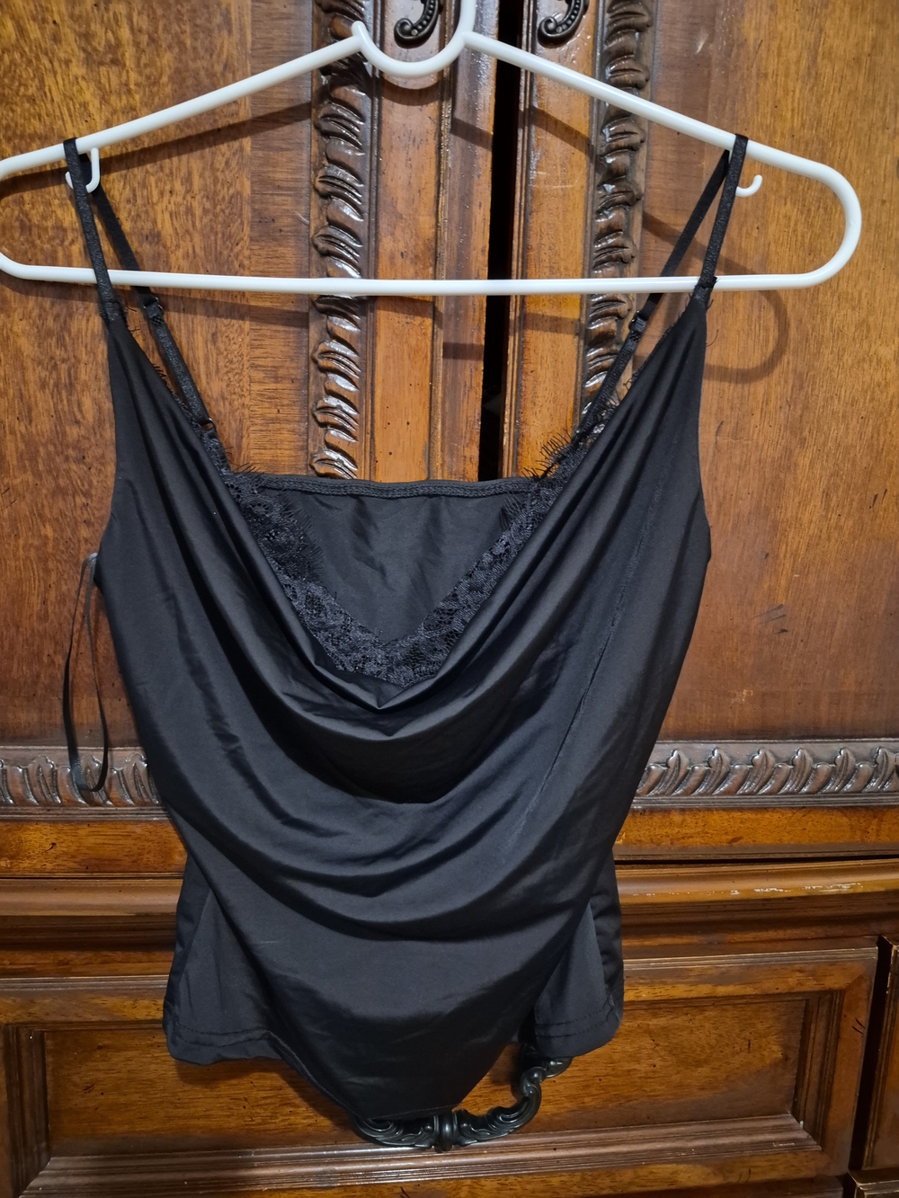 Black Lace-Trim Cowl Neck Camisole - Women Intimates & Sleepwear